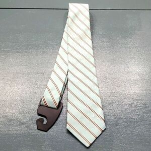 MEN'S tie, NWT by Gitman, silk and linnen. Green/brown and white. HANDSOME.‎